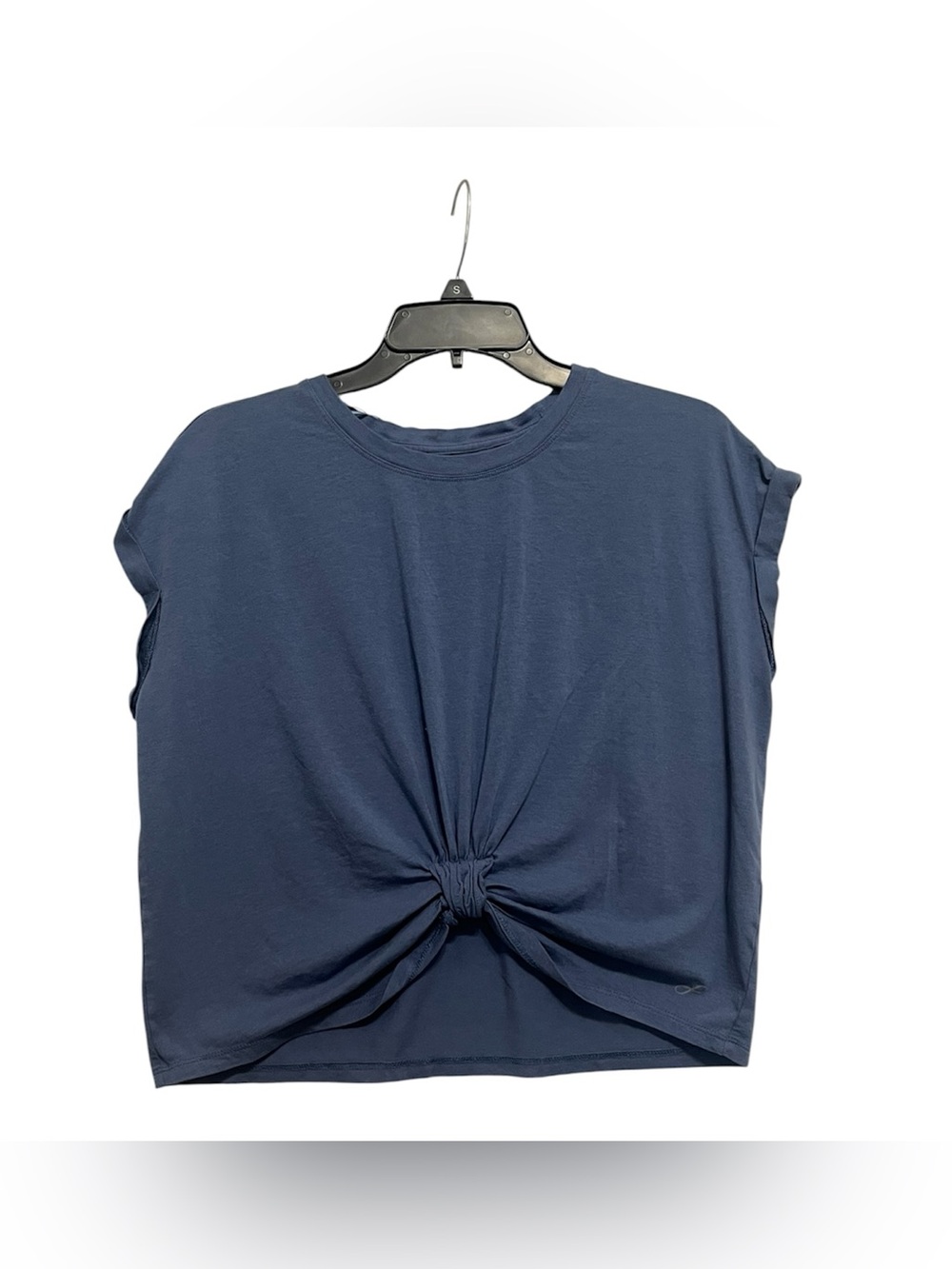 Freely Blouse Sz Large Linen Blend Ruched Knot Front Blue Sleeveless Casual
